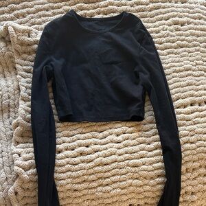 Black Long Sleeve Crop Top